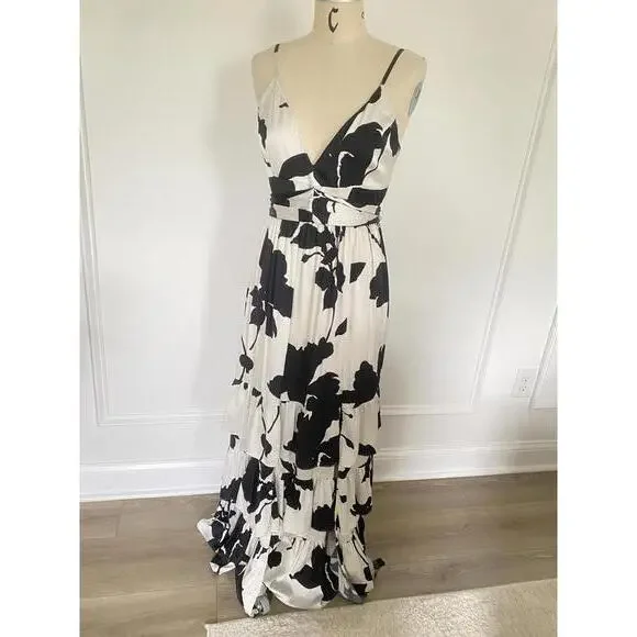 Hutch x Anthropologie - Satin Tiered Floral Maxi Dress, size 12 - Picture 5 of 14